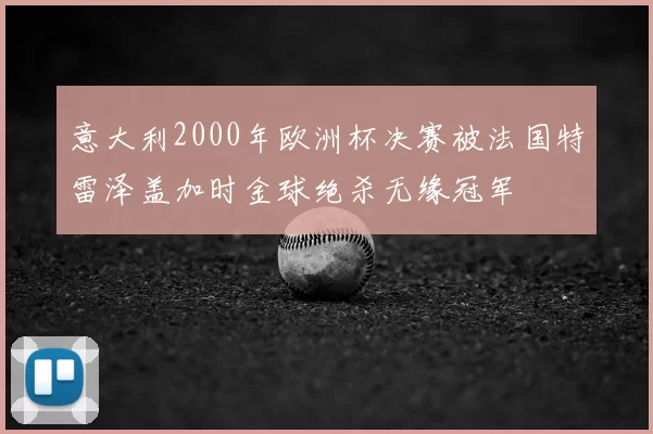 意大利2000年欧洲杯决赛被法国特雷泽盖加时金球绝杀无缘冠军